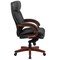 Emma and Oliver High Back Leather Executive Swivel Ergonomic Office Chair with Synchro-Tilt Mechanism, Mahogany Wood Base and Arms